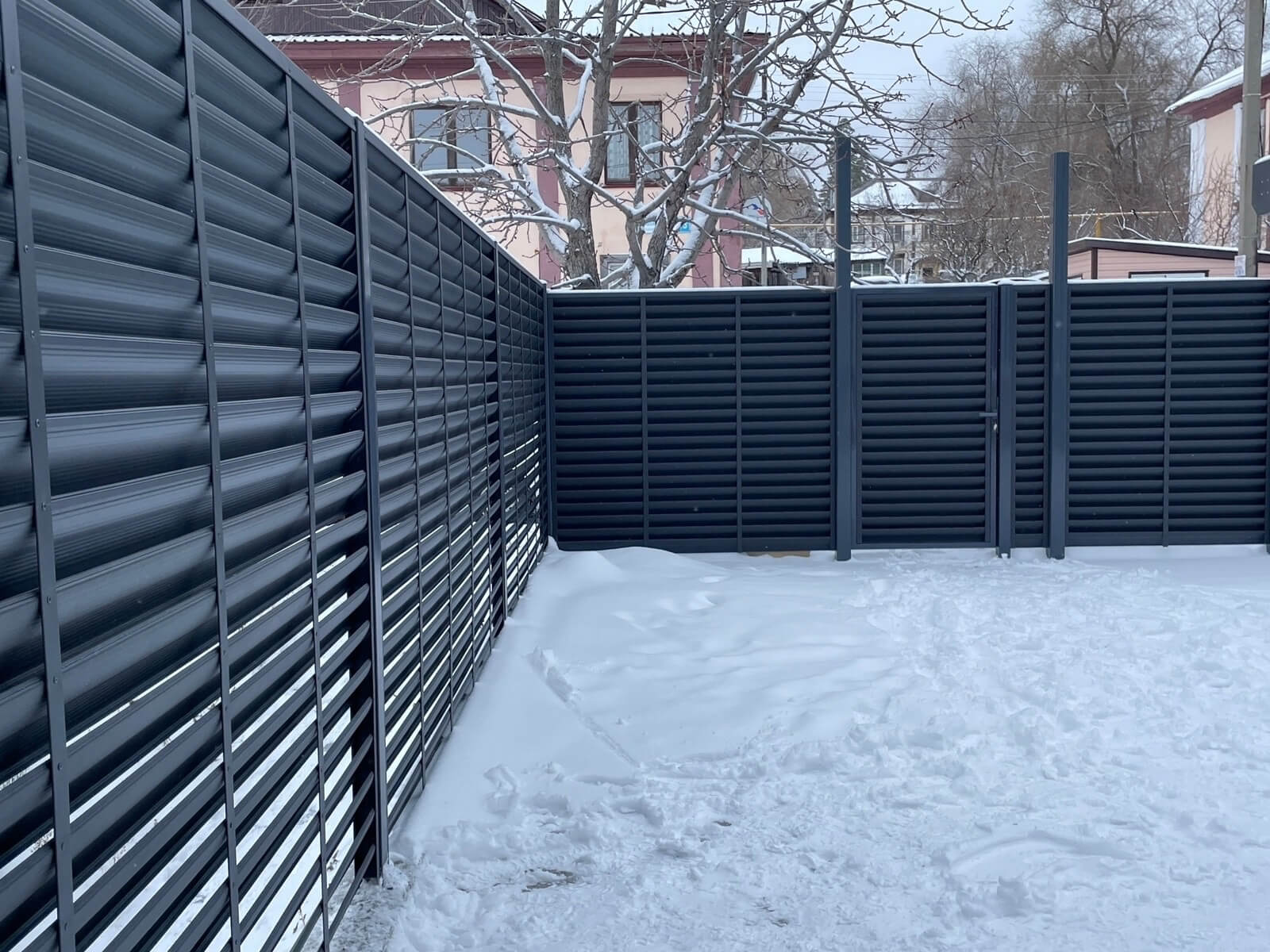 Забор-жалюзи 53м RAL7024/7024 Серый Графит двусторонний МАТТЕ фото 3 в Петрозаводске