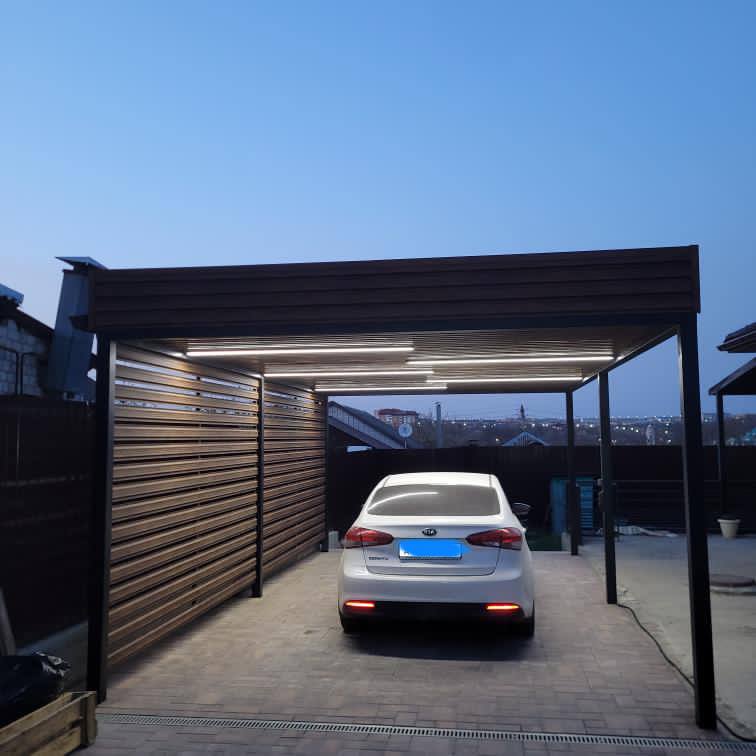 Пергола из евроштакетника широкого Каштан Printech фото 2 в Петрозаводске
